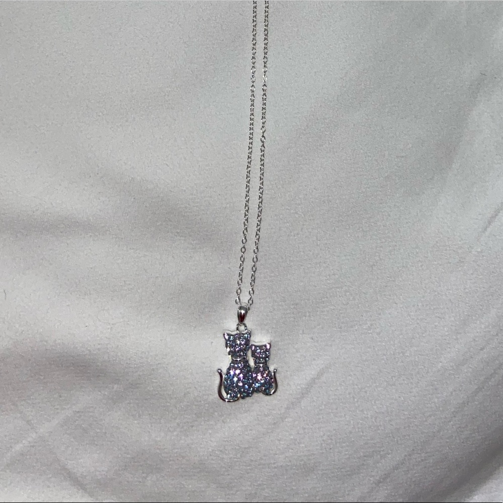 Two Cat Sterling Silver Necklace